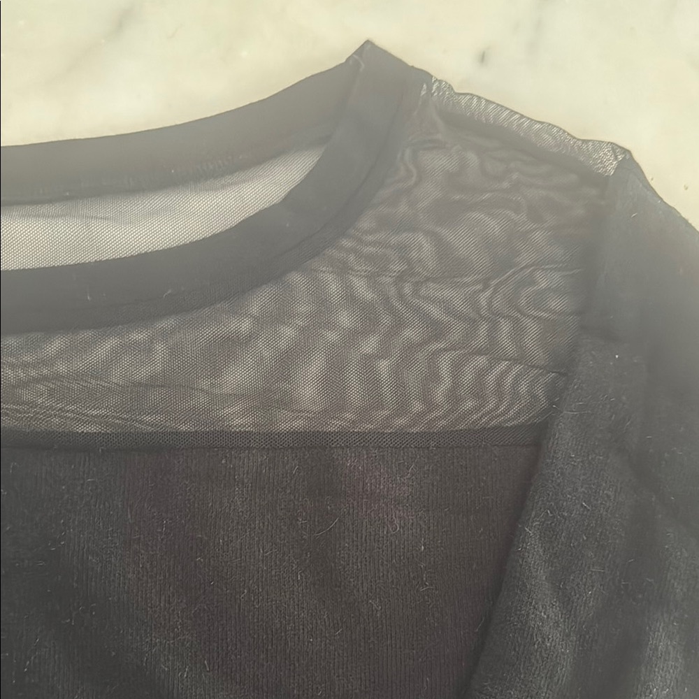 Pam & Gela Black Sheer Panel Sweatshirt - Picture 2 of 5